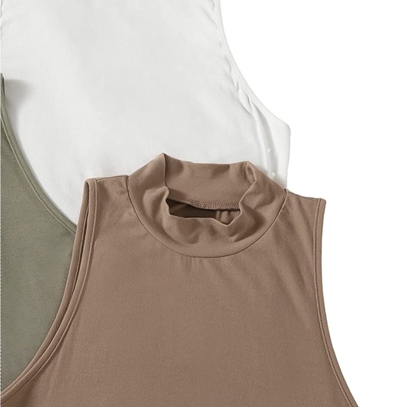 Women's 4 Pieces Basic Tank Tops Mock Neck - Picture 2 of 3